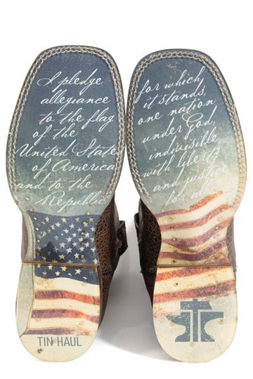 Tin Haul Men's Flag of the Proud Pledge of Allegiance Square Toed Boot